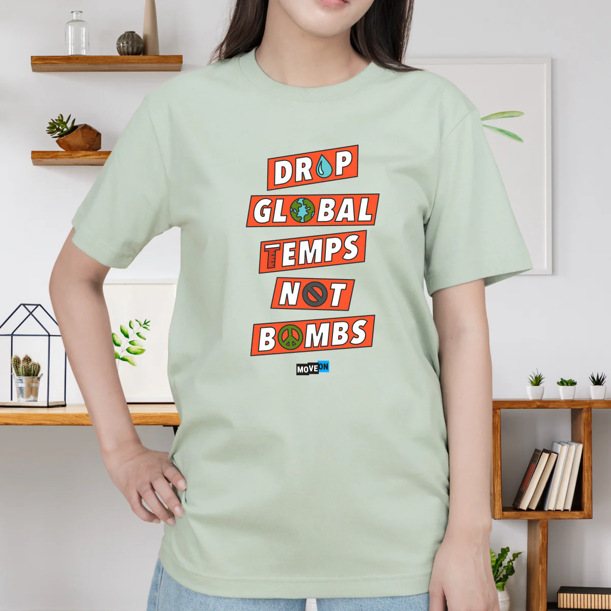 "Drop Global Temps Not Bombs" Unisex Organic Cotton T-Shirt - Image 2